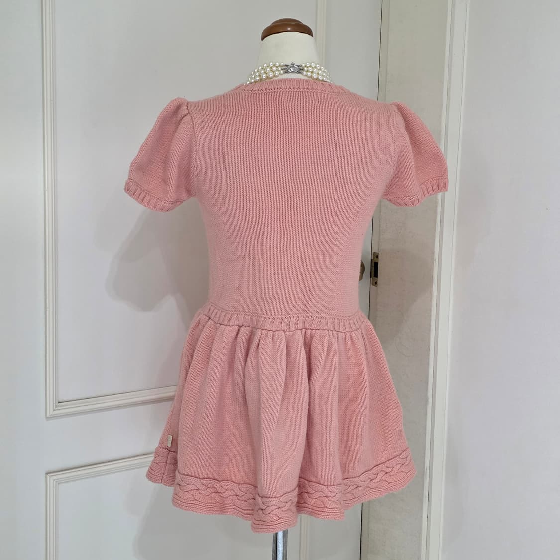 일본빈티지)핑크히메갸루st 로맨틱 양산형 케이블 니트 셔링반팔블라우스 상품이미지5