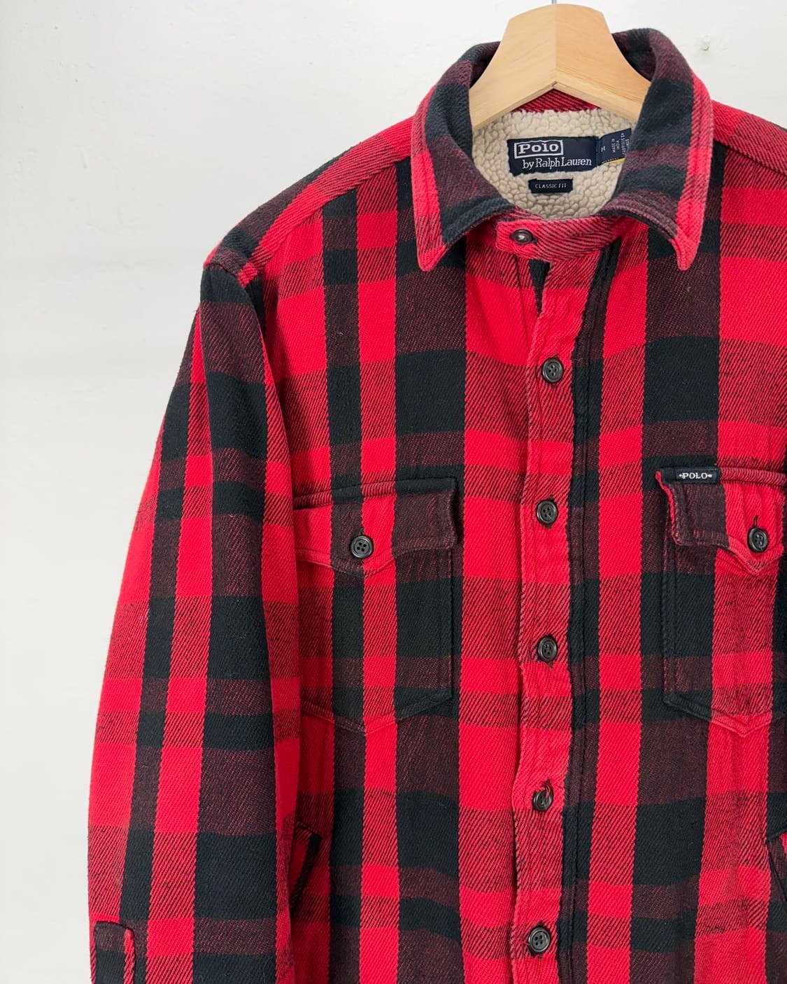 폴로 랄프로렌 버팔로 체크 라인드 셰르파 셔츠 자켓 상품이미지2