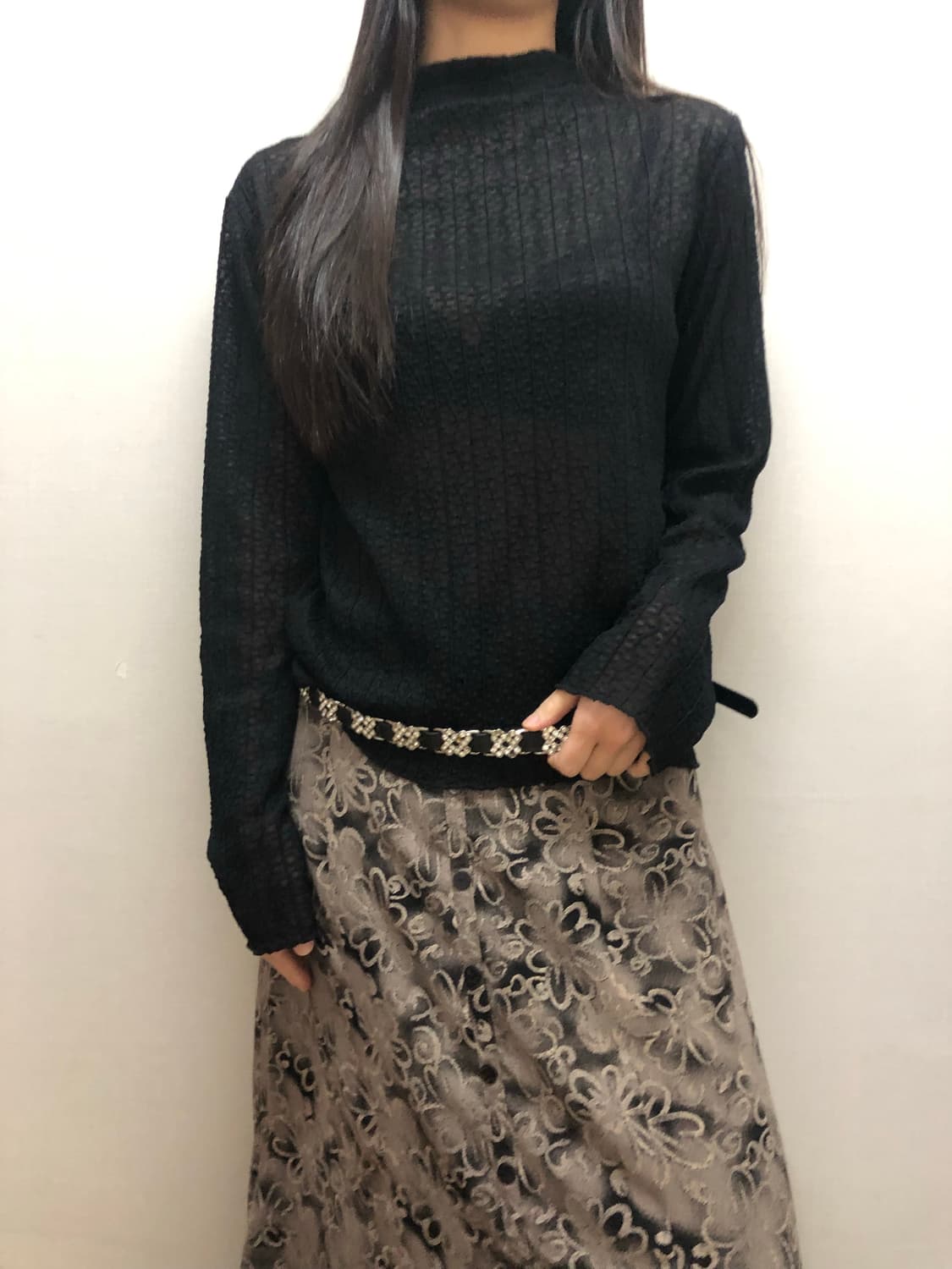 빈티지 블랙 패턴 탑 상품이미지1