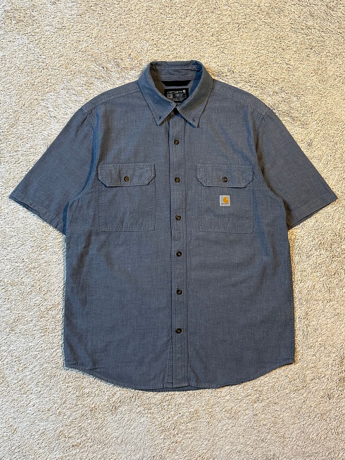 칼하트 CARHARTT 루즈핏 투포켓 샴브레이 데님 반팔셔츠 상품이미지1