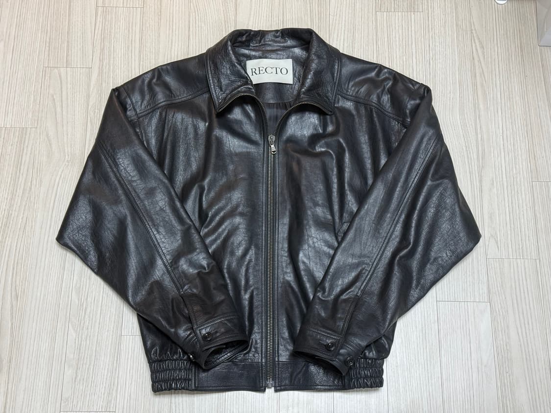 [M] 25SS 렉토 빈티지 크랙 하이넥 레더 자켓 블랙 상품이미지1