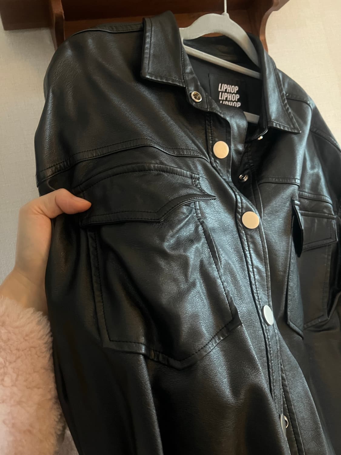 완전 유니크 LIPHOP 스탠바이 레더자켓 블랙 상품이미지3
