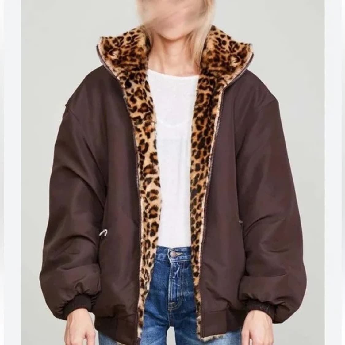 r13 레오파드 리버시블 퍼 봄버 상품이미지9