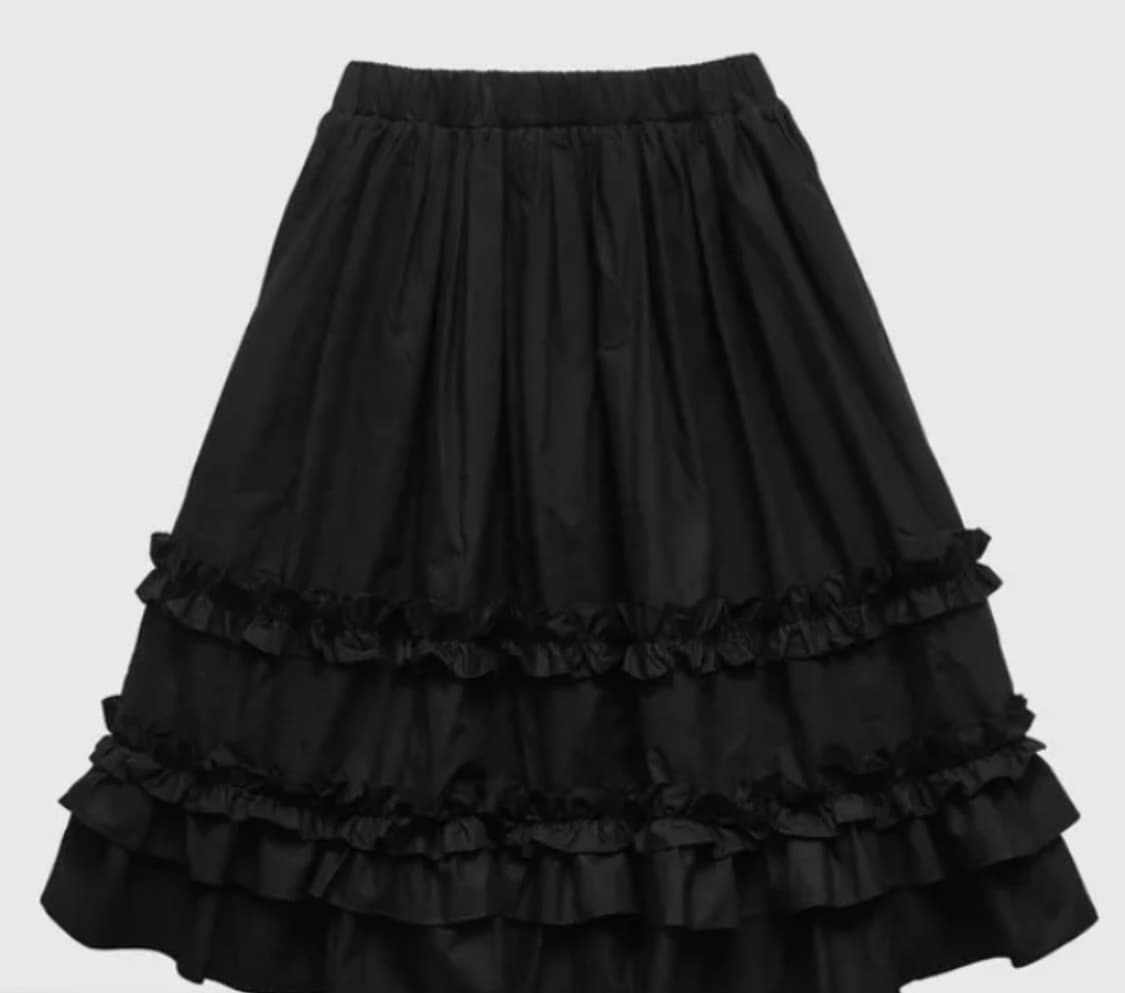 RUFFLE PLEATED MIDI SKIRT - BLACK 상품이미지3