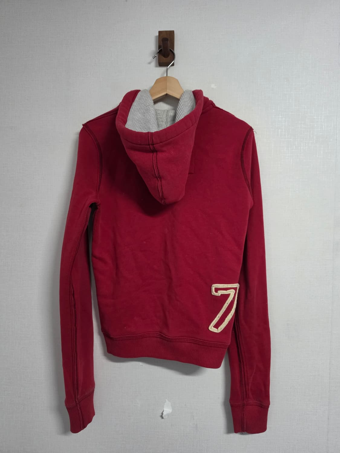 아베크롬비 딥레드 투웨이 후드집업 M 상품이미지6