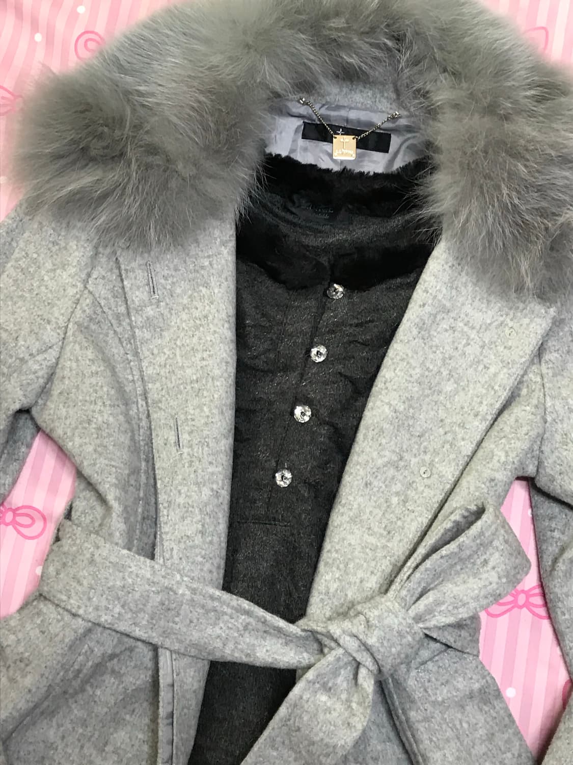 그레이 퍼 코트 갸루 상품이미지5