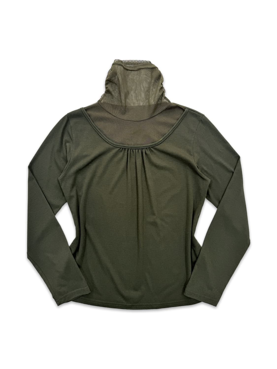 빈티지 카키 시스루넥 레이어드 긴팔티 상품이미지1