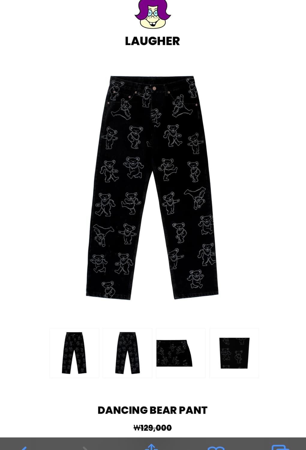 라퍼 LAUGHER 댄싱 베어 팬츠 (블랙) 30 새상품 상품이미지5