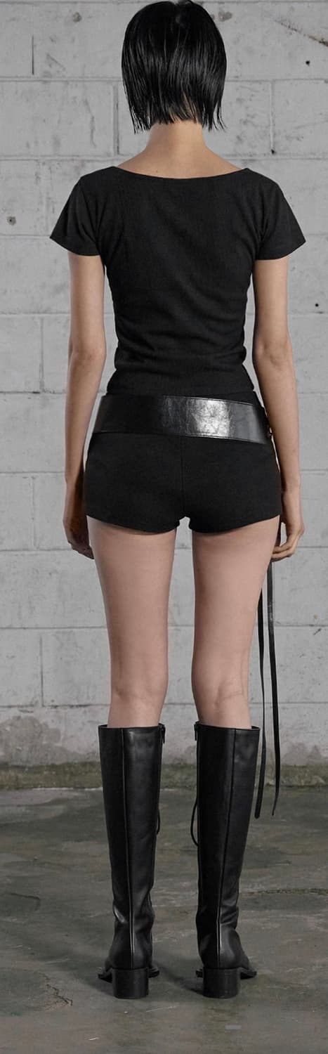 보헤미안서울 보헴서 BASIC RIBBED SHORTS, BLACK 상품이미지3