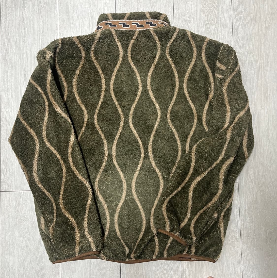 (4 사이즈)캐피탈 드렁큰 스트라이프 플리스 집 블루종 카키 상품이미지4