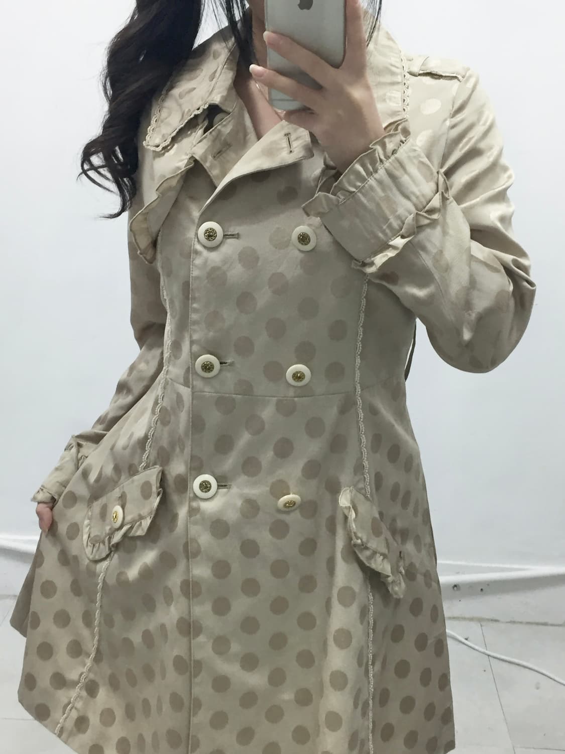 [AXES FEMME] 엑시즈팜 라떼갸루 도트 레이스 코트 상품이미지3