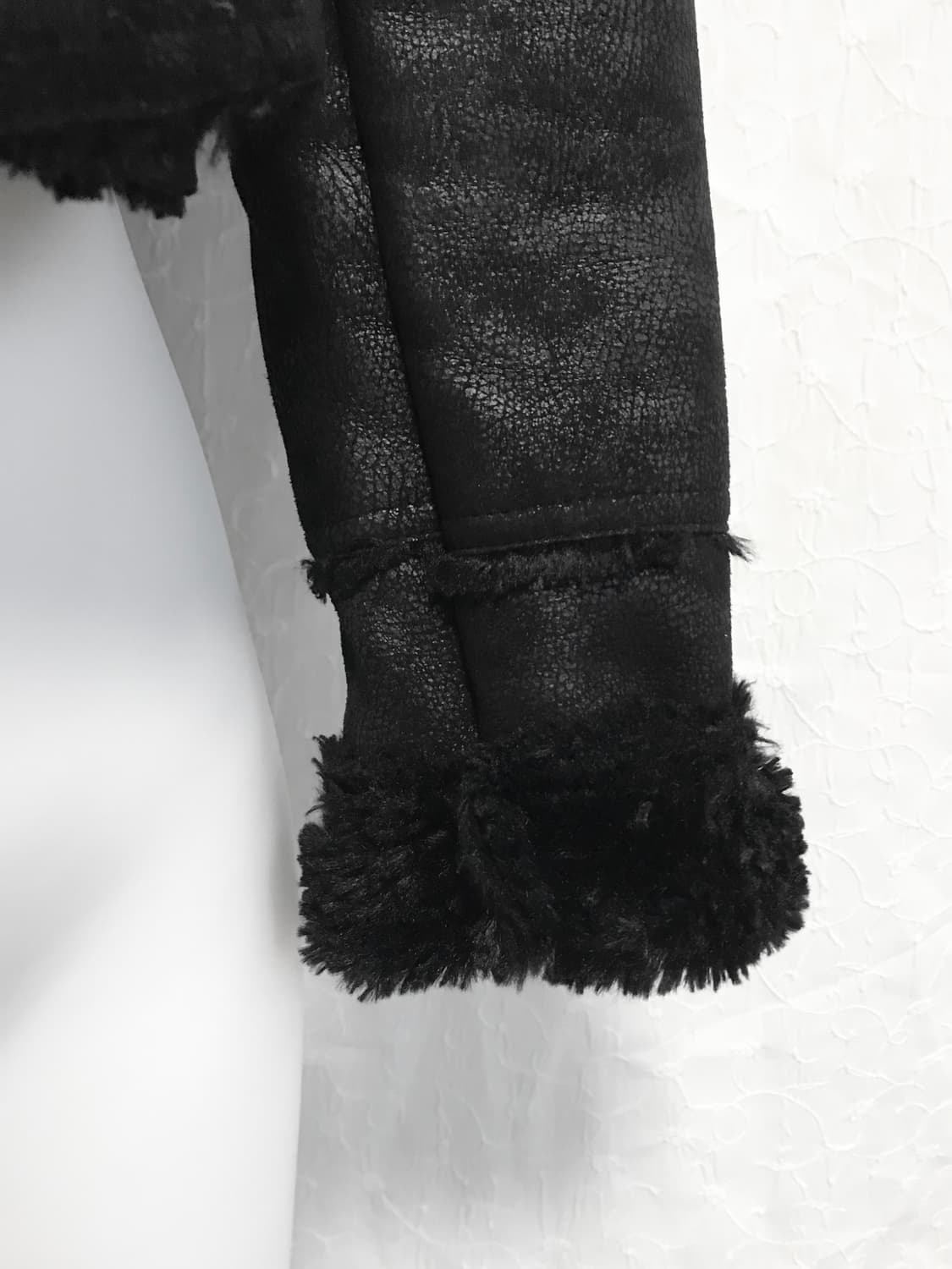 택포•빈티지 하이넥 사선 지퍼 퍼 무스탕 크롭 자켓 상품이미지10