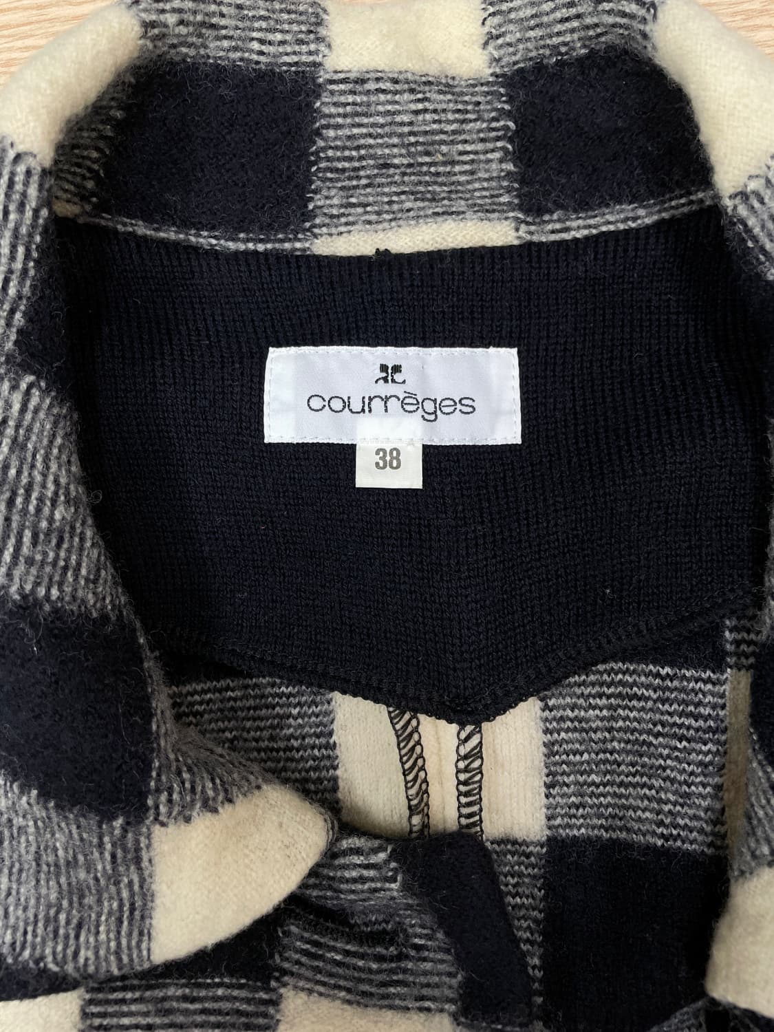 꾸레쥬 깅엄 체크 울 니트 자켓 상품이미지4