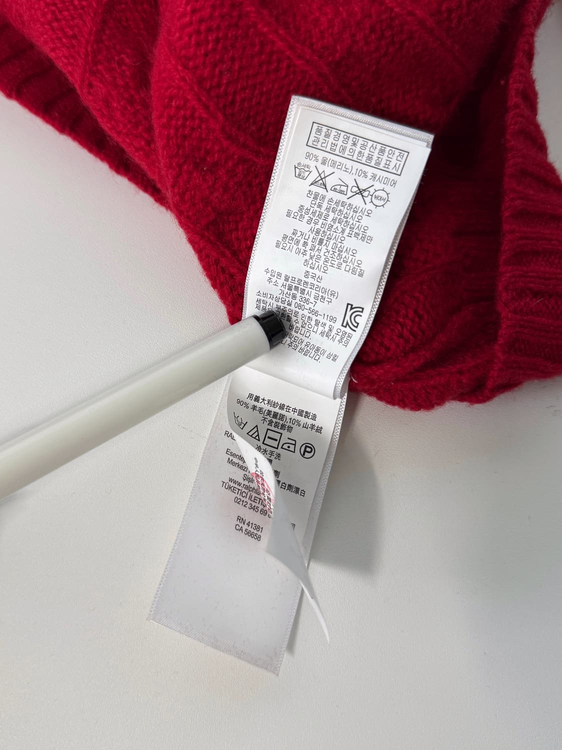 폴로 랄프로렌 루즈핏 신형 캐시미어 울 레드 꽈배기 니트 상품이미지7