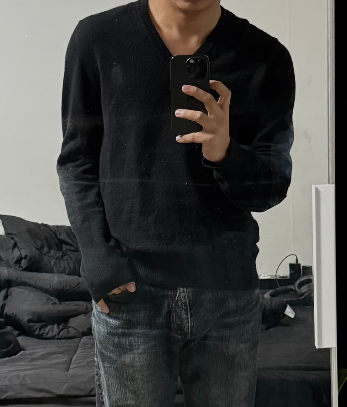 마틴 마르지엘라 레더 엘보우 패치 니트(블랙) 상품이미지7