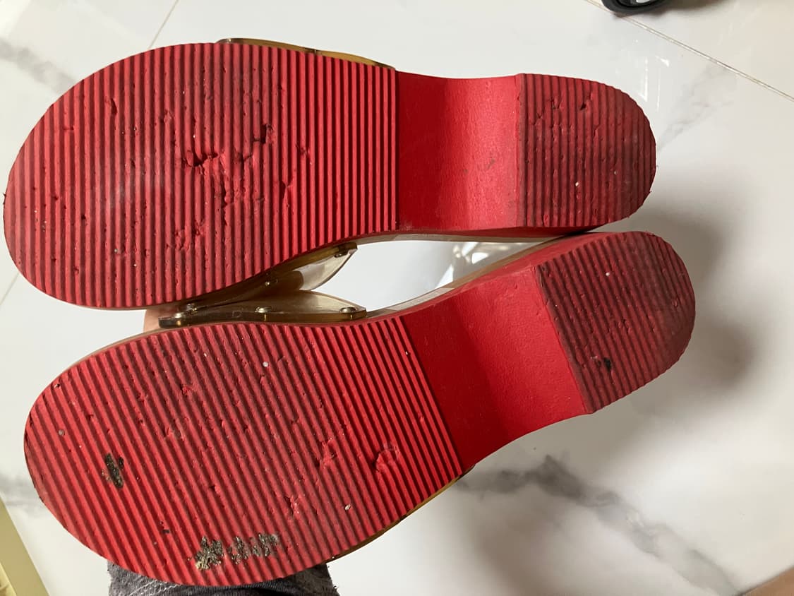 Y2K 2000s 닥터숄 우든힐 슬라이드 투명 클로그 샌들 빈티지 상품이미지4