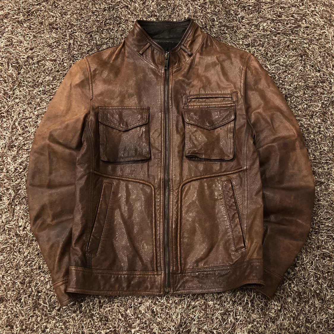 BON 빈티지 양가죽 멀티포켓 브라운 레더 가죽 자켓 상품이미지1