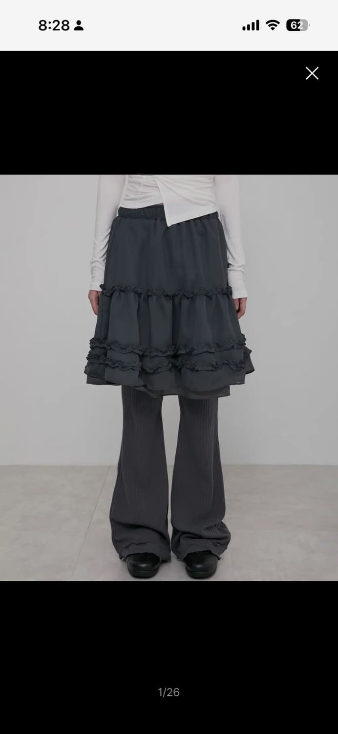 플레어업 러플 스커트 팬츠 차콜 상품이미지1