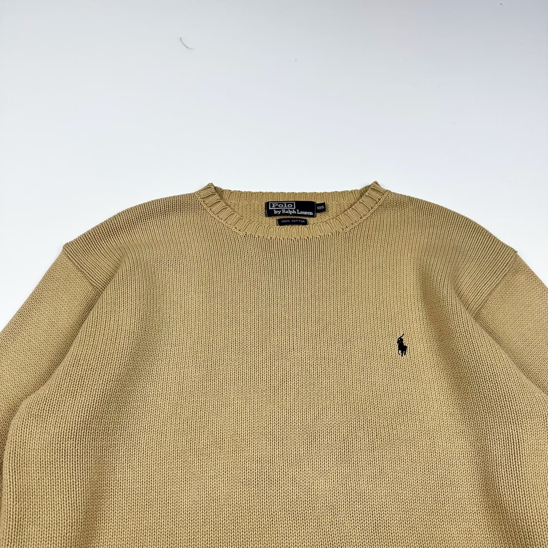 폴로 랄프로렌 올드 아카이브 클래식 코튼 니트 베이지 XL 상품이미지2