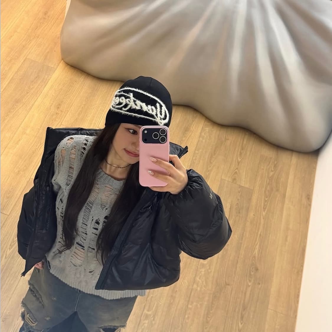 [에이티즈 산,키스오프라이프 쥴리,투어스 신유 착용] mlb 커브숏패딩 상품이미지3