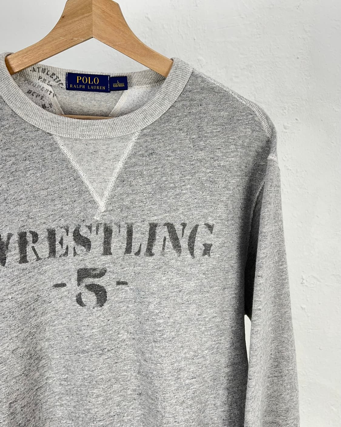 폴로 랄프로렌 멜란지 그레이 스텐실 브러쉬드 스웨트 셔츠 상품이미지3