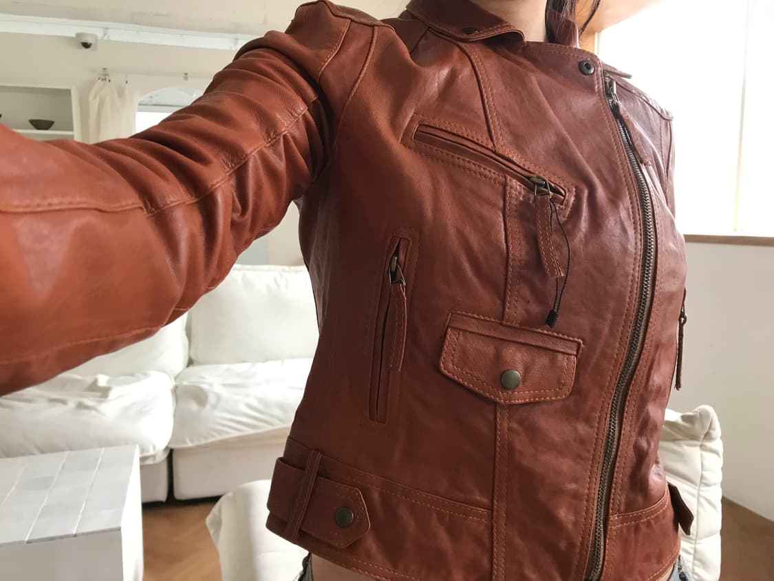 vintage slim fit leather jacket 상품이미지2