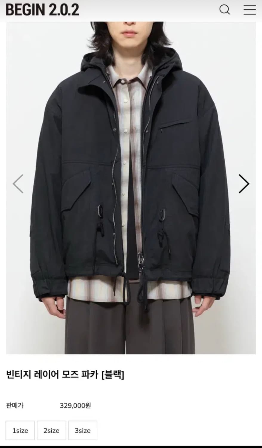 [새제품/2] 비긴202 빈티지 레이어 모즈파카 - 블랙 상품이미지1