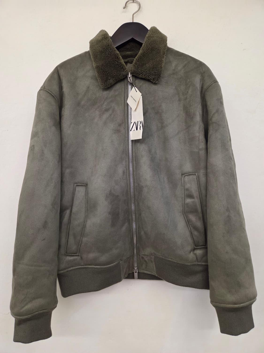 새거))자라 에코 무스탕 자켓 카키색 XL 상품이미지1