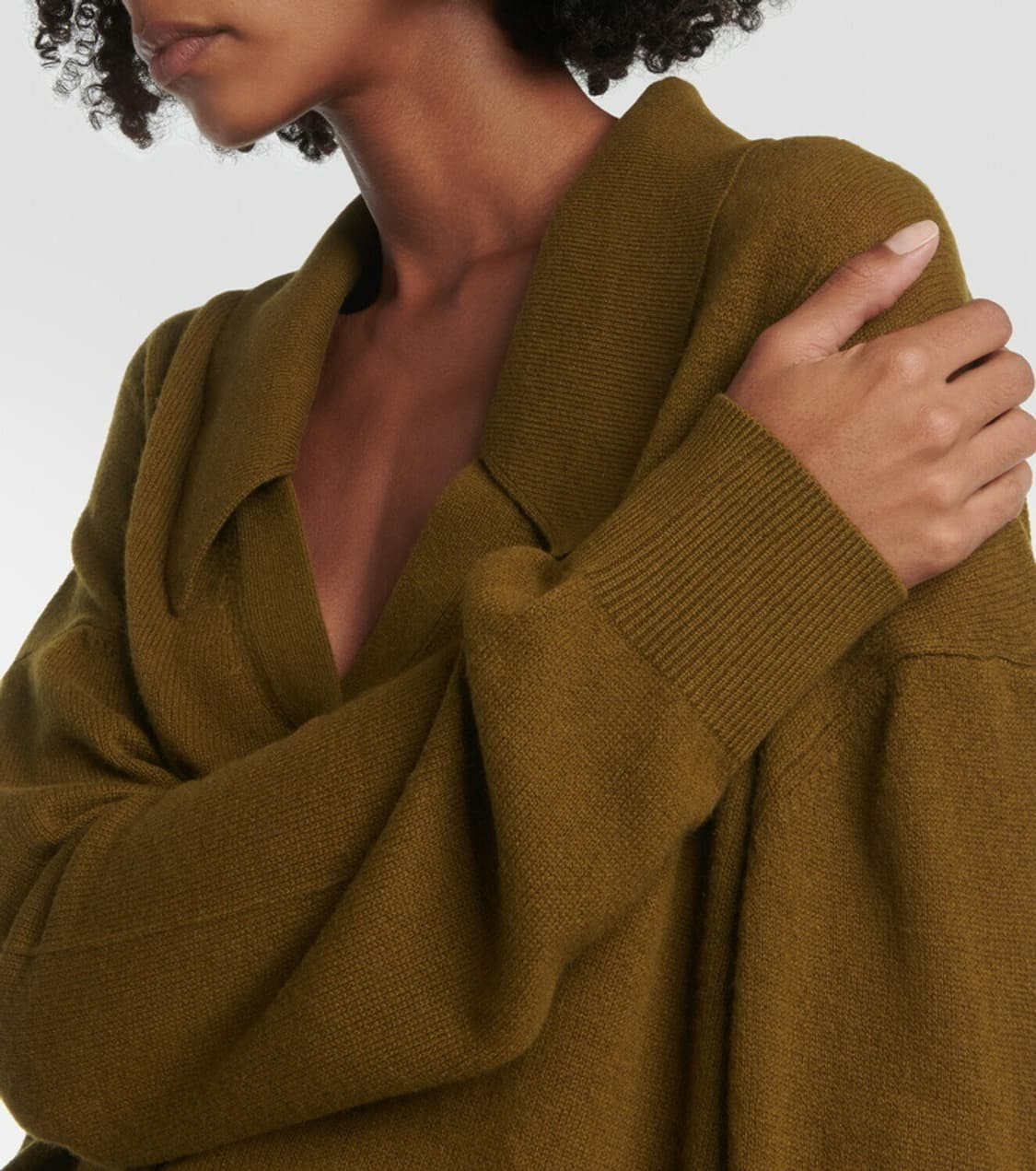 (정품/새상품) KHAITE 케이트 여성 카키 캐시미어 폴로 니트 상품이미지7