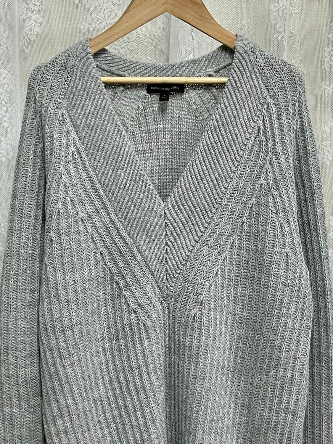 S) 바나나 리퍼블릭 브이넥 알파카 루즈핏 니트 그레이 상품이미지3
