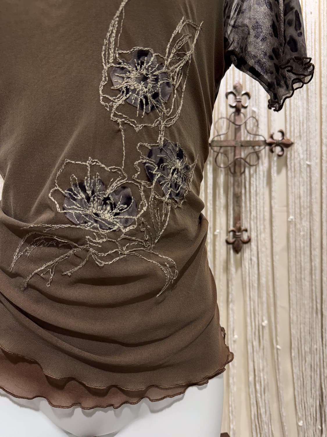 Leopard Embroidered Layered Top 0025 상품이미지3