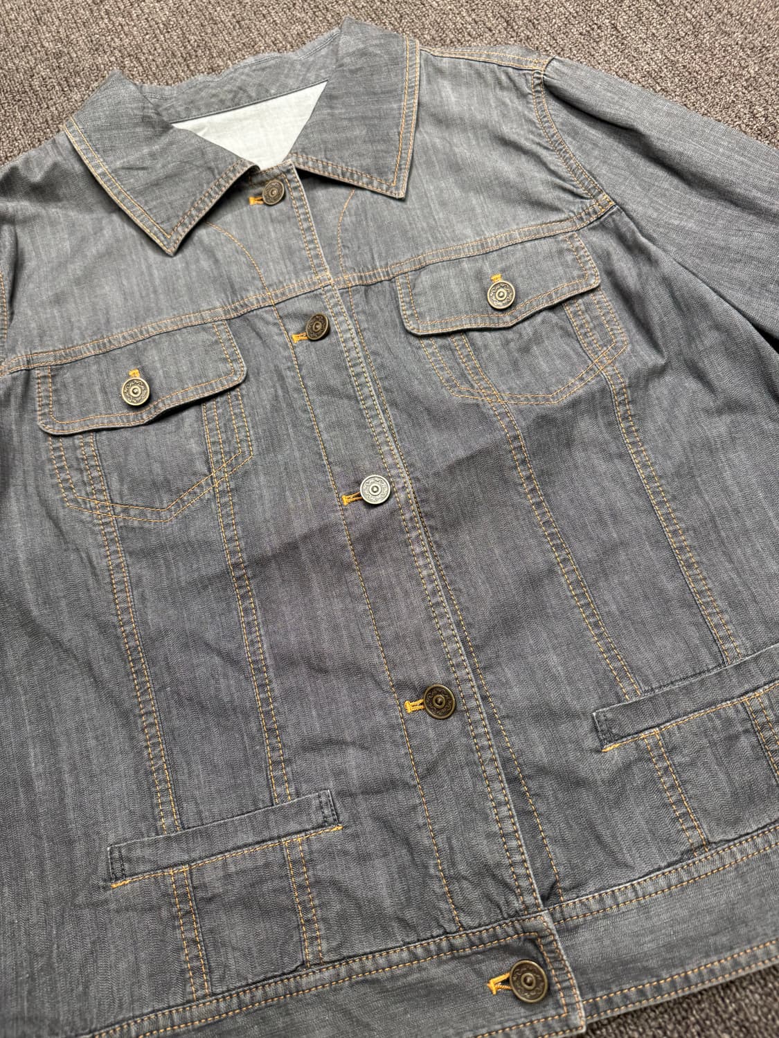 OS)Japanese vintage 여성 흑청 셔츠 자켓 상품이미지2