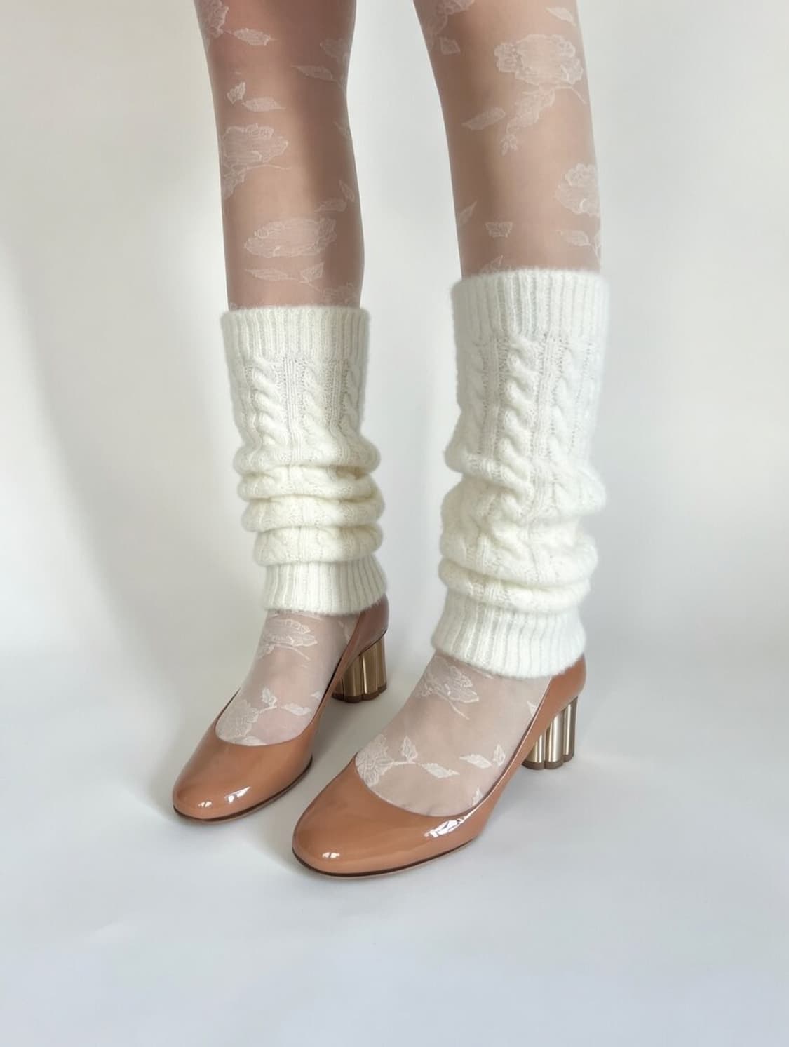 페라가모 누드핑크 플라워 힐 상품이미지4