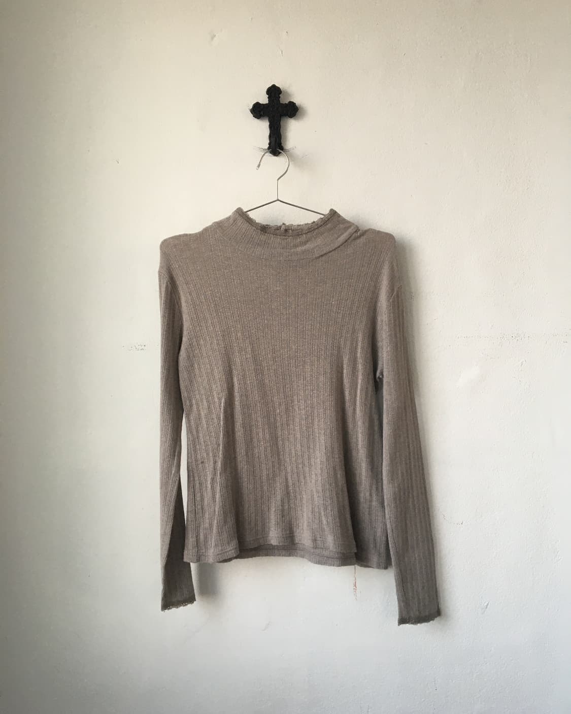 lace trimming ribbed sleeve 상품이미지2