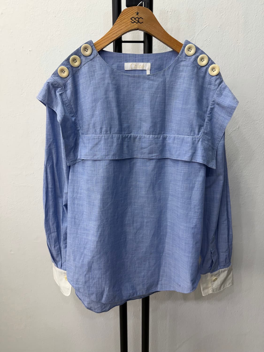 정품) 끌로에 블루 셔츠 긴팔 블라우스 38 상품이미지1
