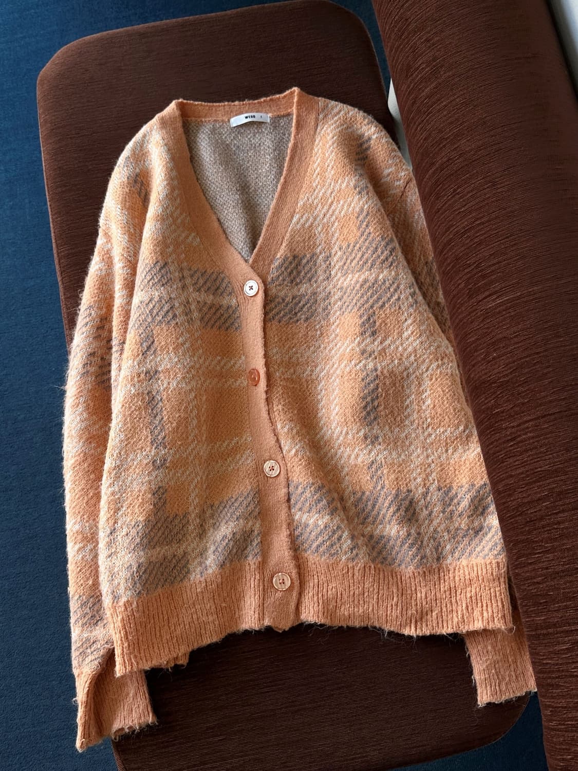 Middle gauge pattern over knit cardigan 상품이미지2