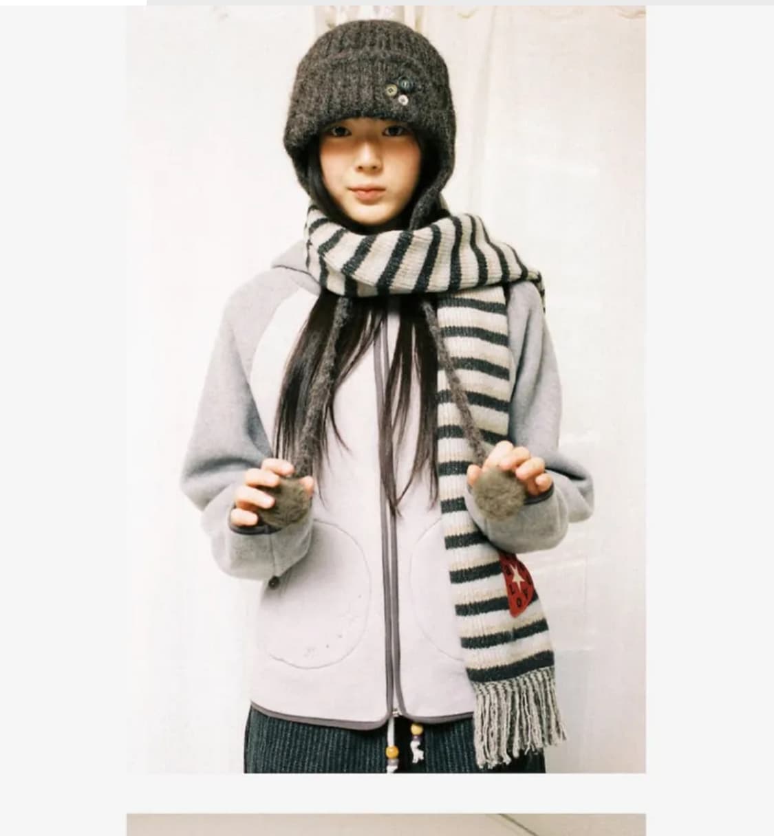 STELLA FLEECE ZIP UP HOODIE [GREY] 상품이미지3