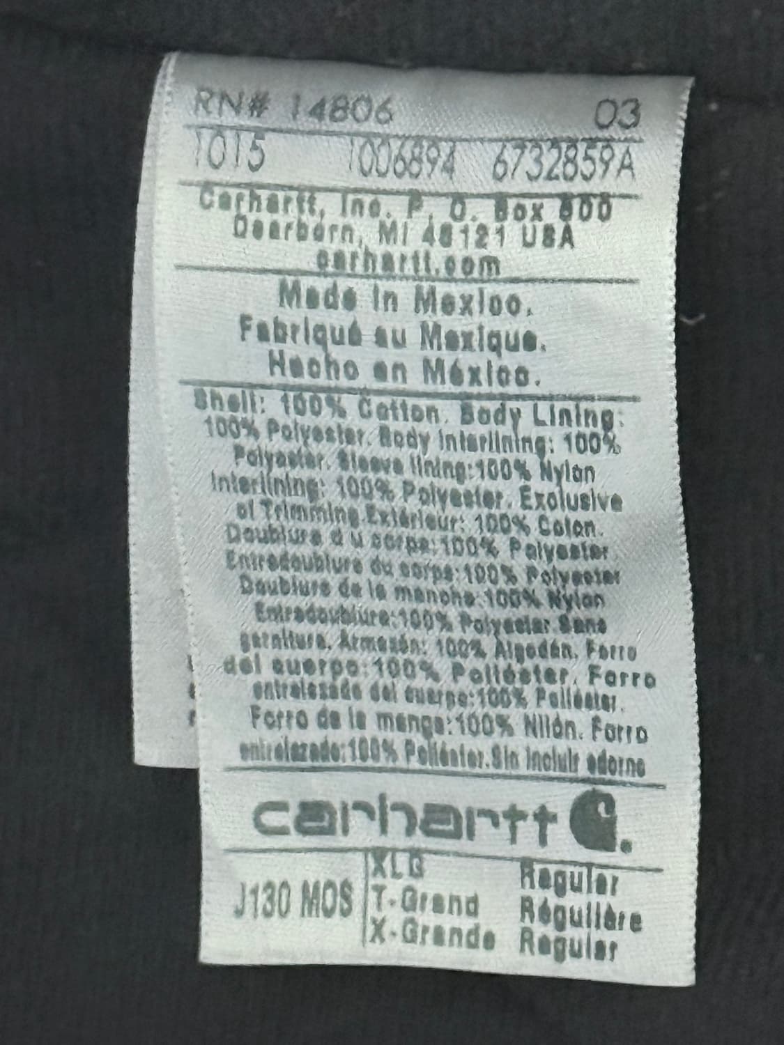 칼하트 액티브 자켓 OG J130 MOS 모스그린 후드 XL 상품이미지7