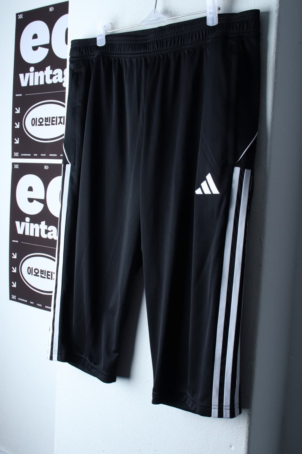 (2XL) 아디다스 반바지 팬츠 7부 빅사이즈 블랙 삼선-P10075 상품이미지1