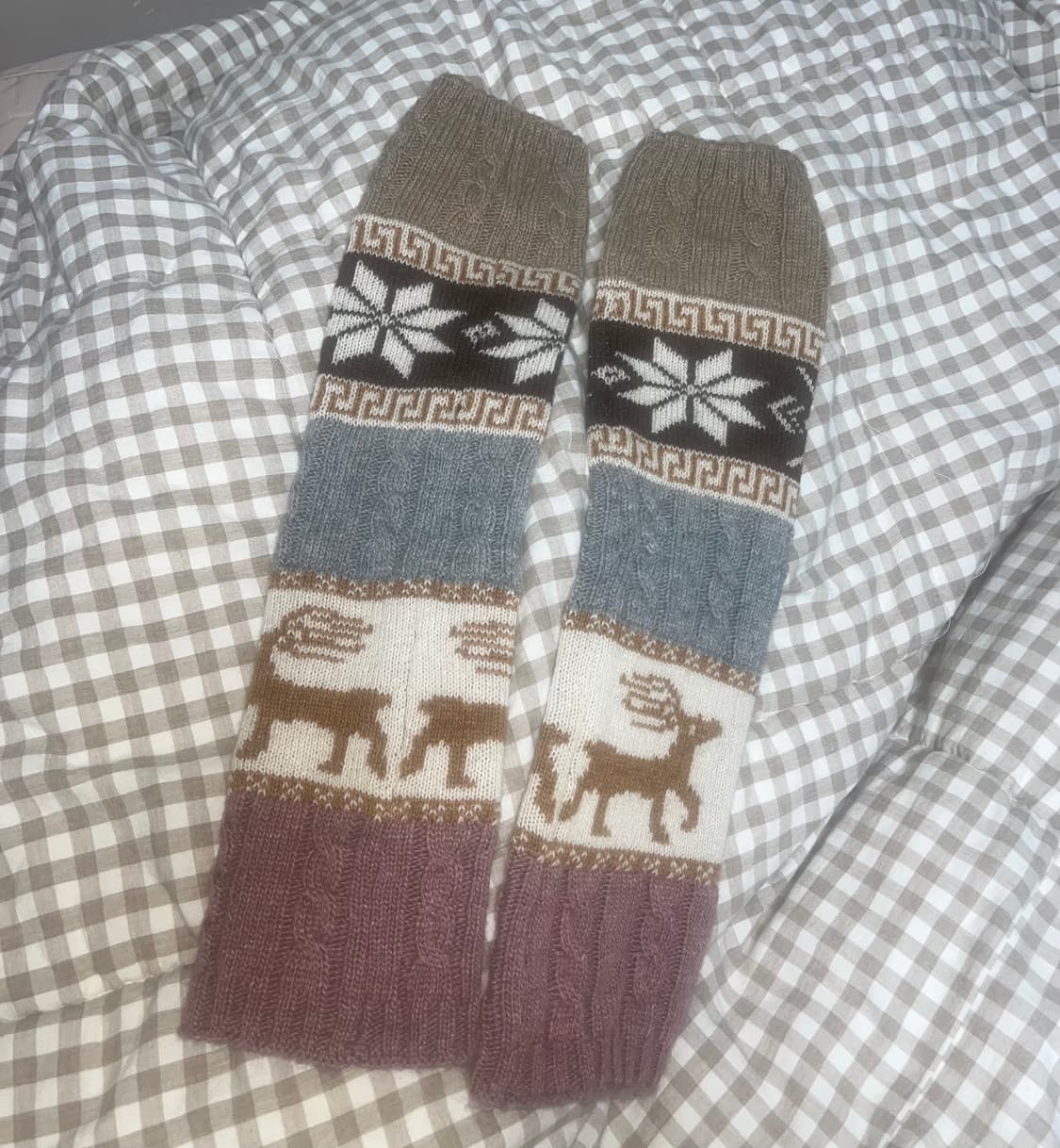 모리걸 노르딕 패턴 니트 레그워머 상품이미지1