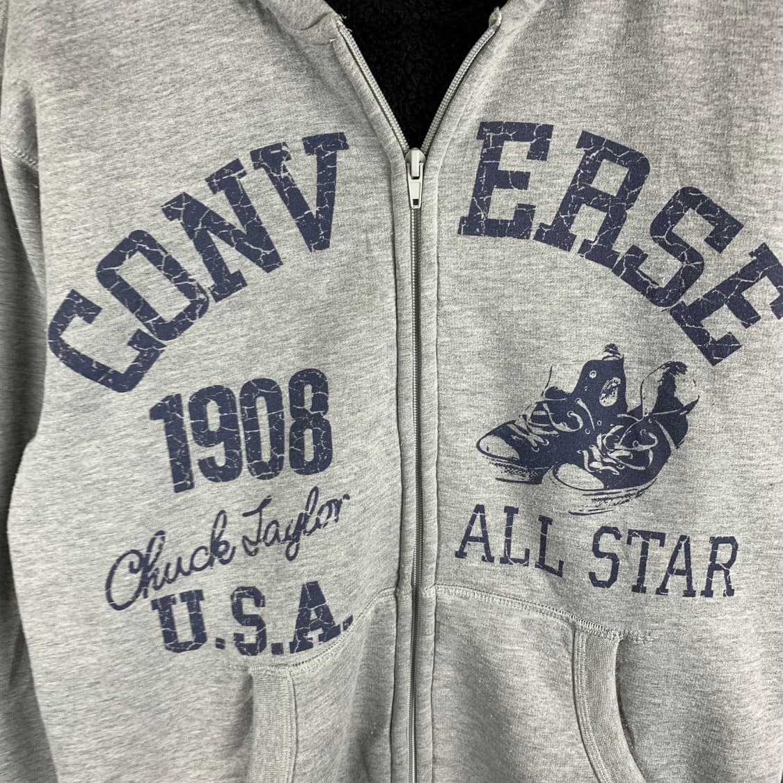 컨버스 y2k 와투케 기모 그레이 후드집업 상품이미지4
