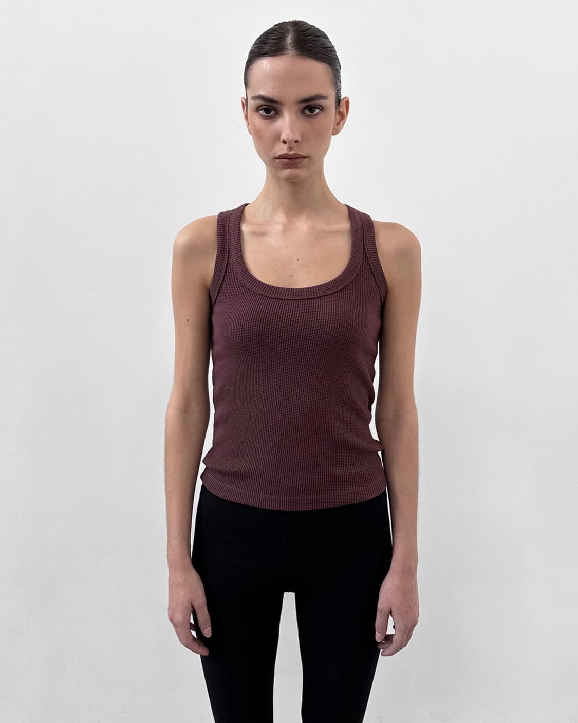 샌드릭 LINE.01 waffle tank top (버건디) 상품이미지1