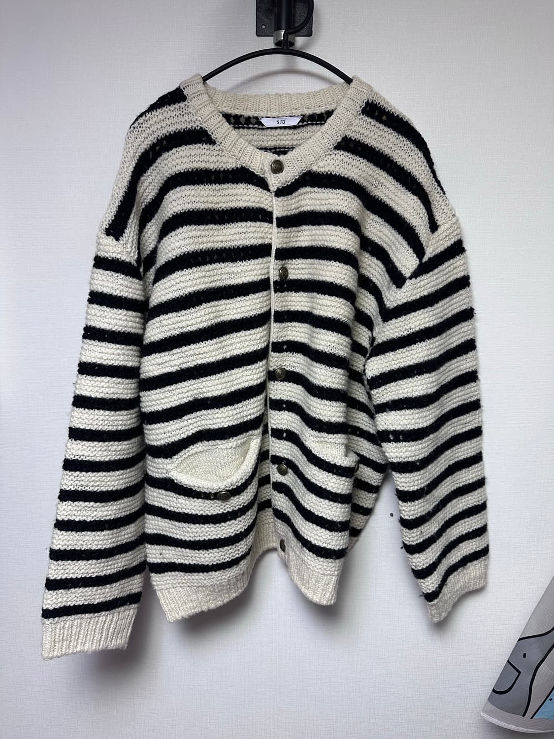 에스티유 stu 라운드넥 스트라이프 가디건 L 상품이미지3