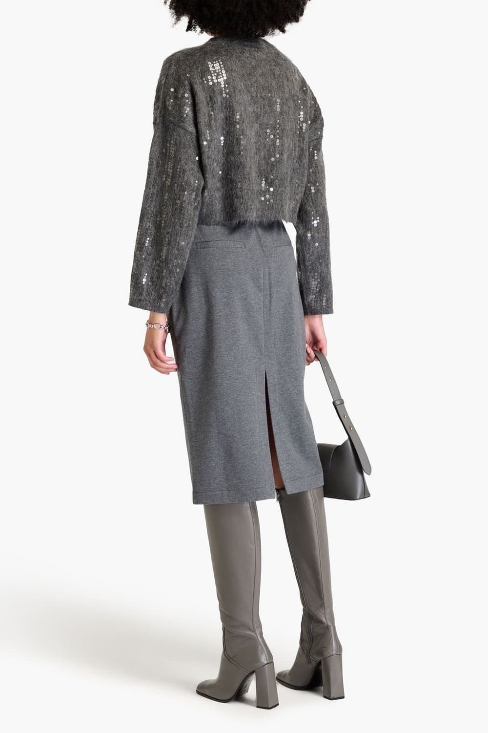 (정품/새상품) 브루넬로 쿠치넬리 여성 그레이 크롭 스팽글 니트 상품이미지7