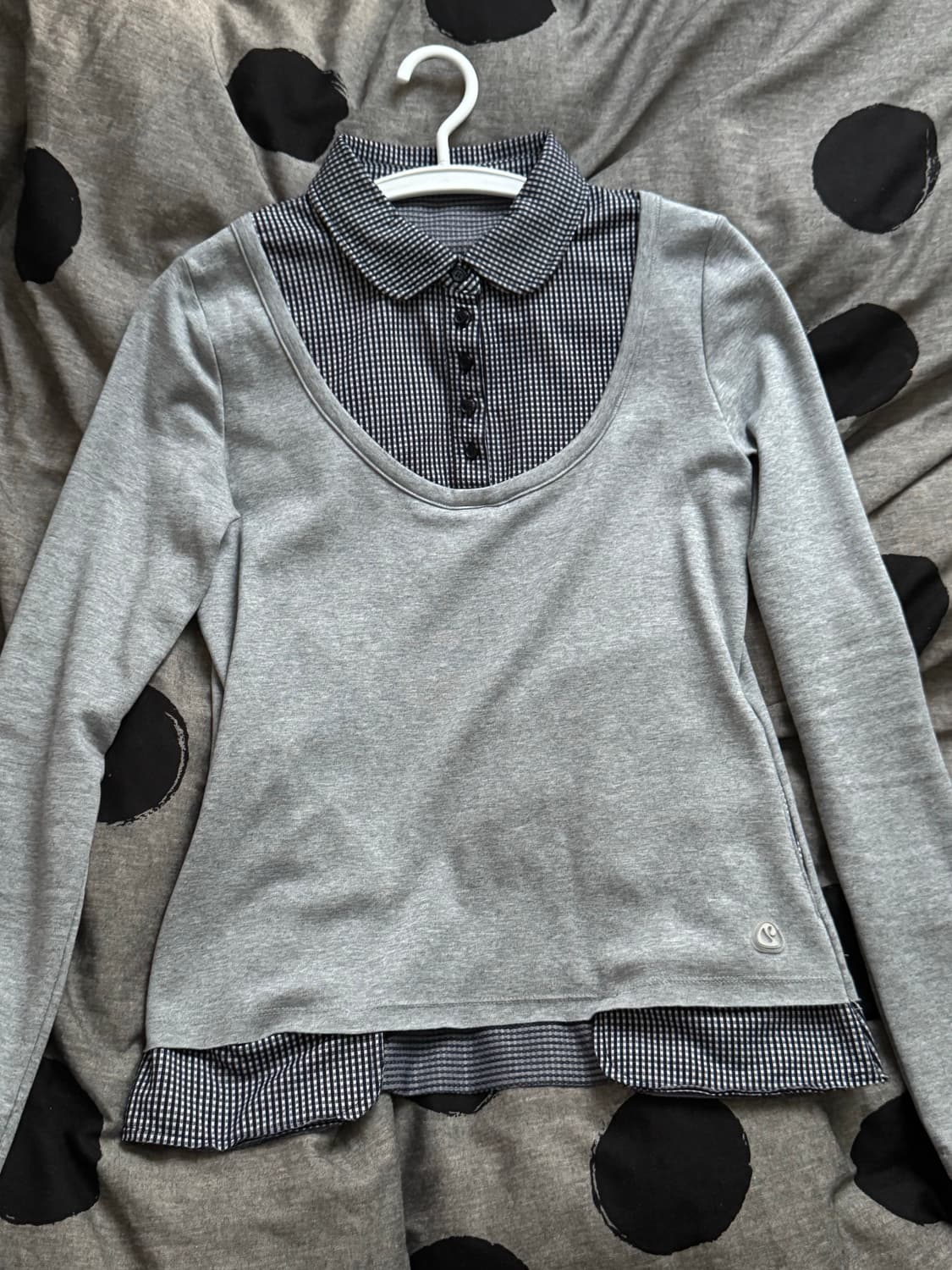 코이세이오 리버시블 카라 롱슬리브 멜란지 그레이 상품이미지2