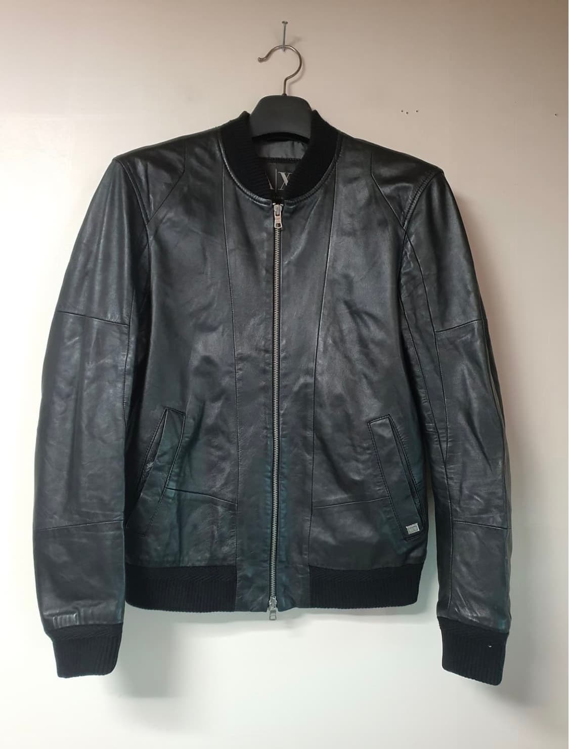 아르마니 익스체인지 가죽 봄버 자켓 (블랙/S) 상품이미지1