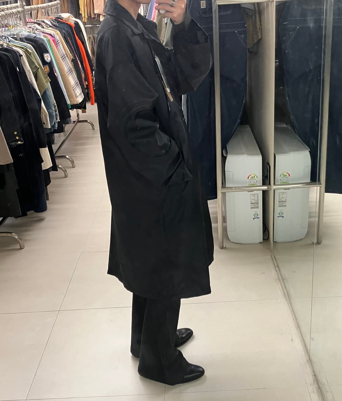 파프롬왓 블랙 나일론 써클 코트 2size (택O) 상품이미지9