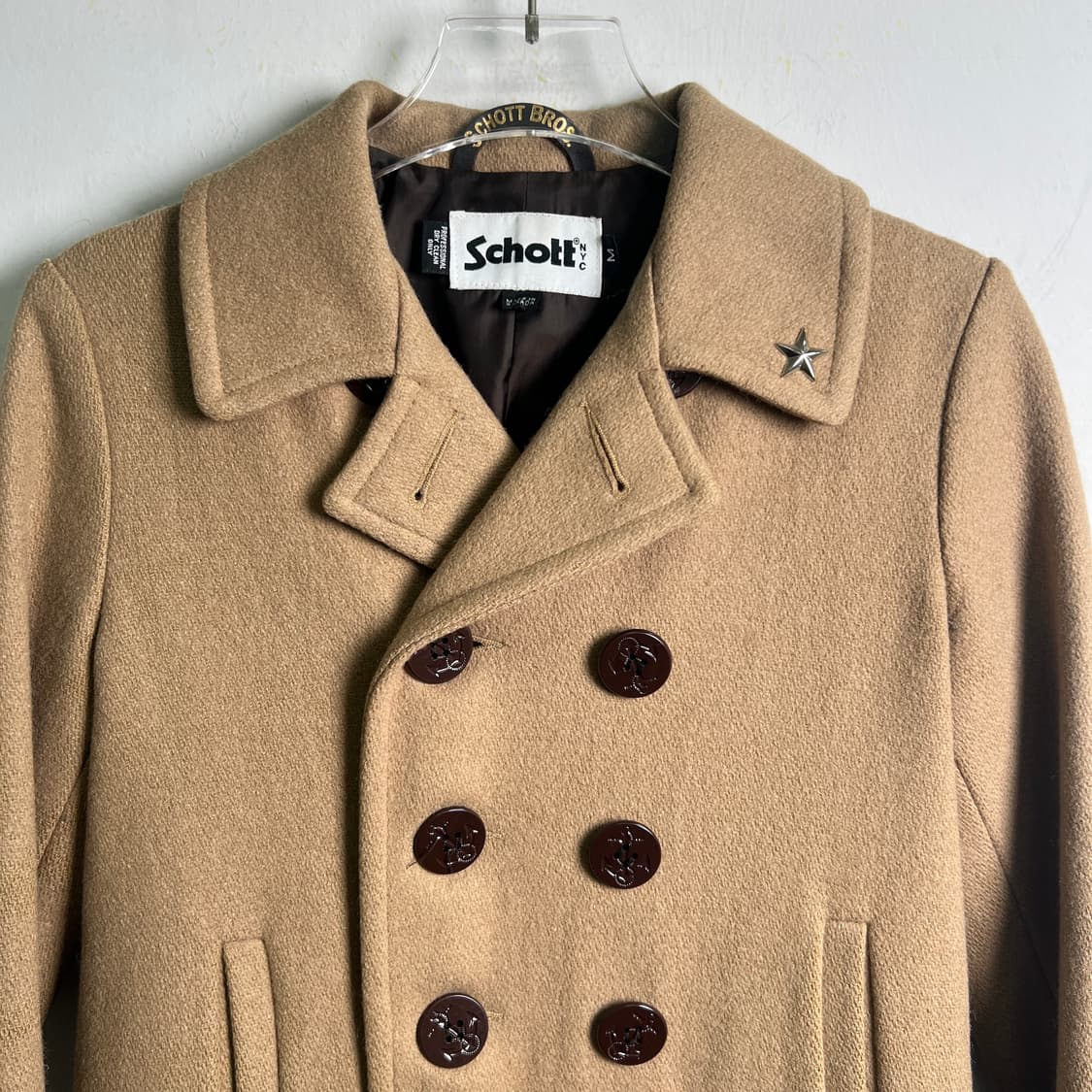 Schott NYC 쇼트 카멜 울 피코트 M 상품이미지4