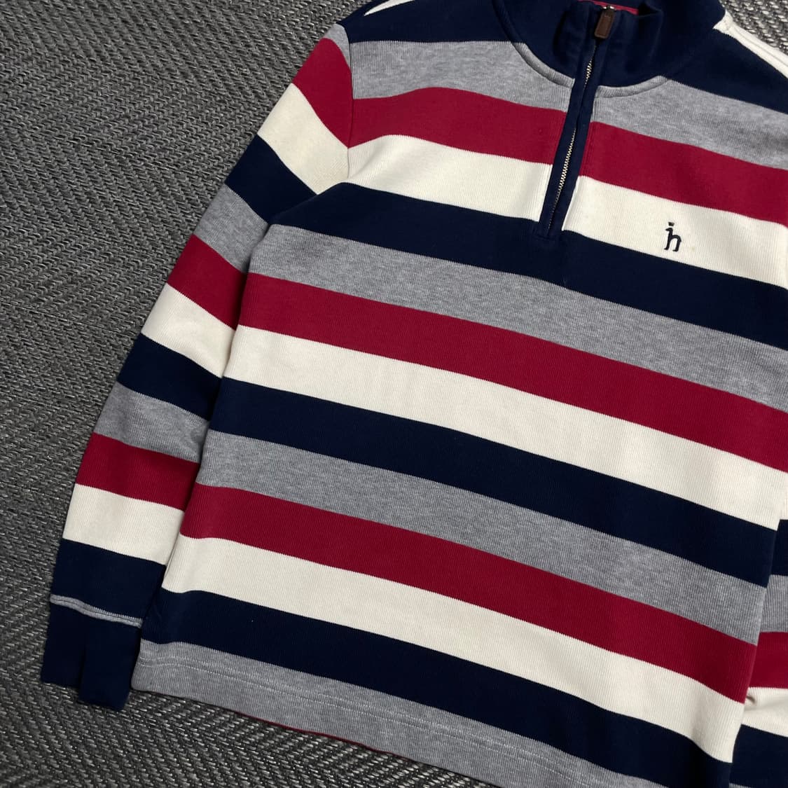 Hazzys 스트라이프 니트 카라 긴팔 반집업 티셔츠o 5289 상품이미지3