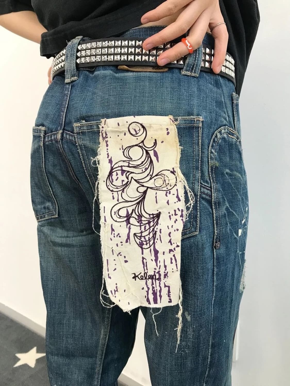 Vintage Paint Splatter Denim Jeans 상품이미지4